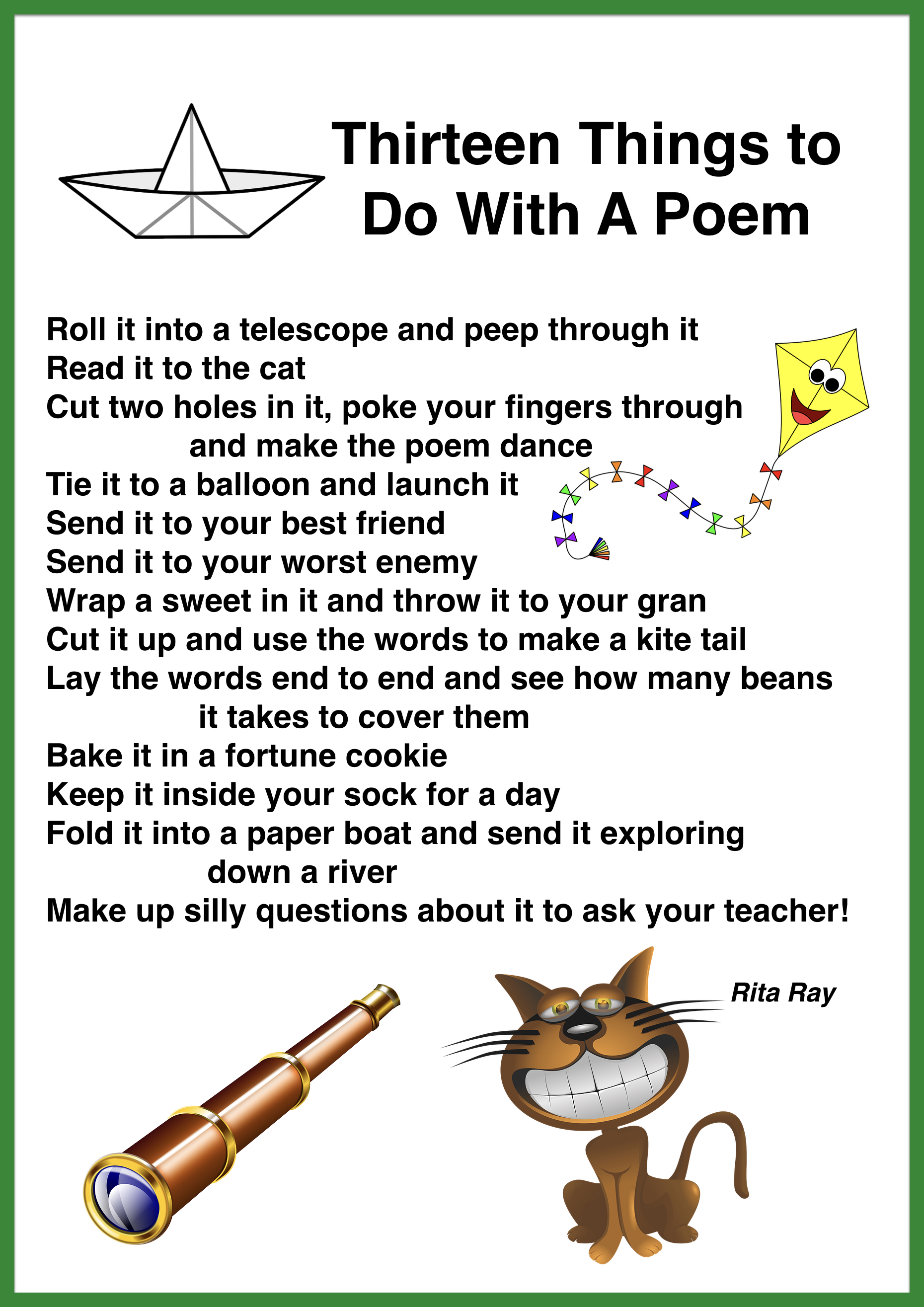 Thirteen Things To Do With A Poem